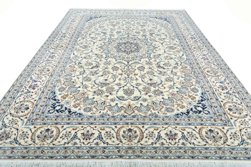 Surface texture of New Nain rug with natural Wool and intricate pattern