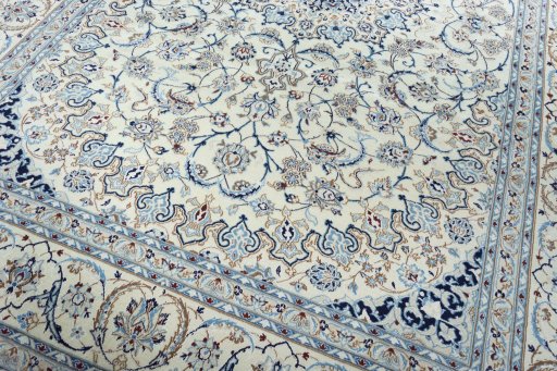 Close-up detail of New Nain rug from Iran / Persia showing Wool weave