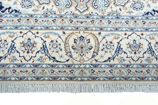 Full view of New Nain rug from Iran / Persia, 353 × 251 cm in Beige tones