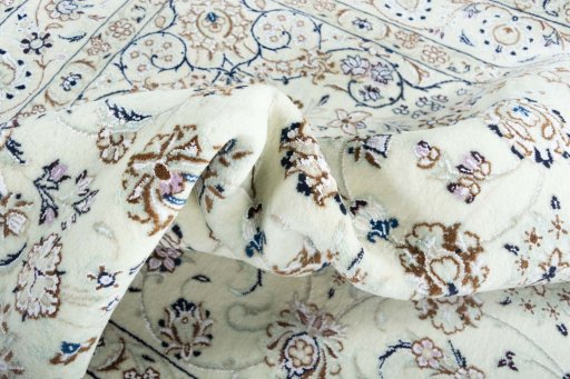 Surface texture of New Nain rug with natural Wool and intricate pattern