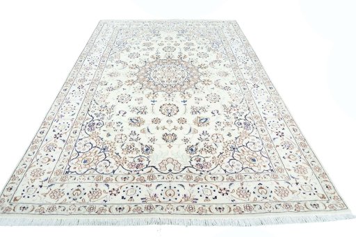 Surface texture of New Nain rug with natural Wool and intricate pattern