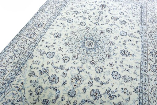 Close-up detail of New Nain rug from Iran / Persia showing Wool weave