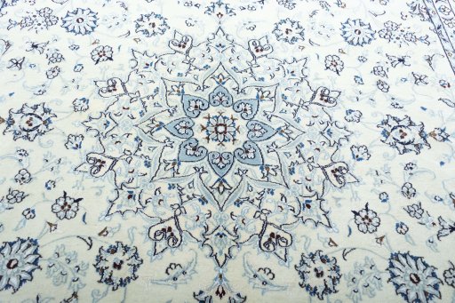 Surface texture of New Nain rug with natural Wool and intricate pattern
