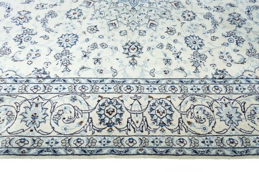 Close-up detail of New Nain rug from Iran / Persia showing Wool weave