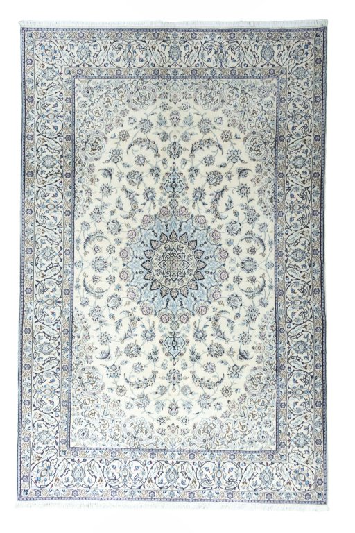 Full view of New Nain rug from Iran / Persia, 310 × 200 cm in Beige tones