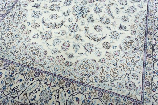 Close-up detail of New Nain rug from Iran / Persia showing Wool weave