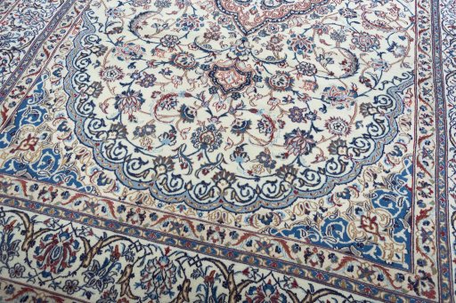 Close-up detail of New Nain rug from Iran / Persia showing Wool weave