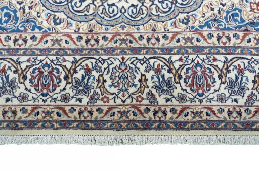 Full view of New Nain rug from Iran / Persia, 326 × 207 cm in Beige tones