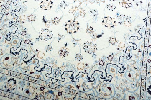 Close-up detail of New Nain rug from Iran / Persia showing Wool weave