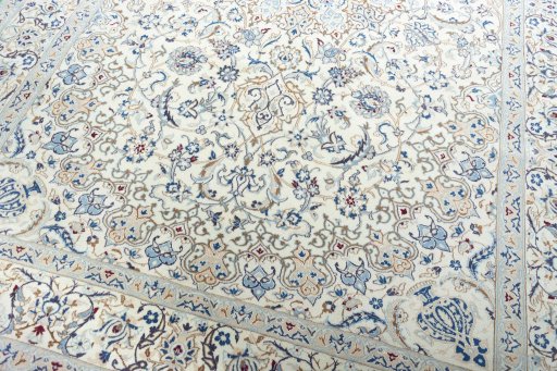 Close-up detail of New Nain rug from Iran / Persia showing Wool weave
