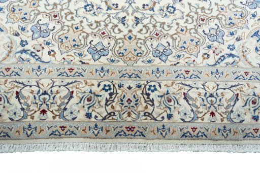 Full view of New Nain rug from Iran / Persia, 325 × 209 cm in Beige tones
