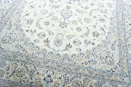 Close-up detail of New Nain rug from Iran / Persia showing Cork weave