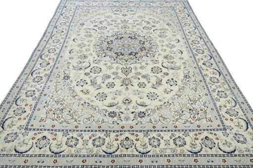 Surface texture of New Nain rug with natural Wool and intricate pattern