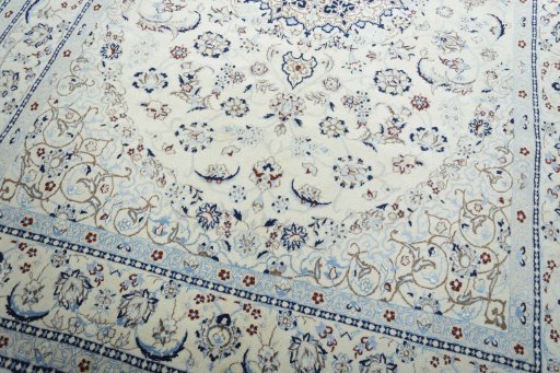 Close-up detail of New Nain rug from Iran / Persia showing Wool weave