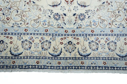 Full view of New Nain rug from Iran / Persia, 290 × 195 cm in Beige tones