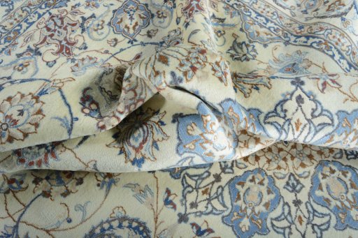 Surface texture of New Nain rug with natural Wool and intricate pattern