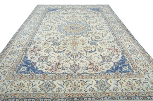 Surface texture of New Nain rug with natural Wool and intricate pattern