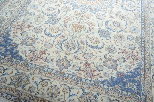 Close-up detail of New Nain rug from Iran / Persia showing Wool weave
