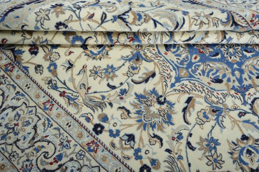 Close-up detail of New Nain rug from Iran / Persia showing Wool weave