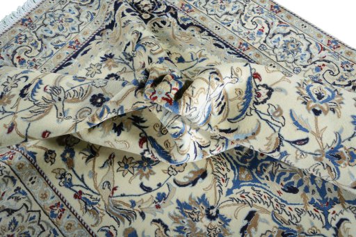 Surface texture of New Nain rug with natural Wool and intricate pattern