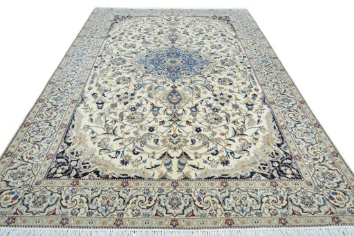 Surface texture of New Nain rug with natural Wool and intricate pattern