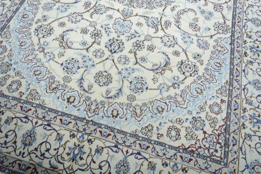 Close-up detail of New Nain rug from Iran / Persia showing Wool weave