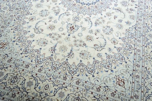 Close-up detail of New Nain rug from Iran / Persia showing Wool weave