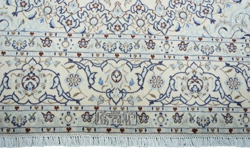 Full view of New Nain rug from Iran / Persia, 347 × 247 cm in Beige tones