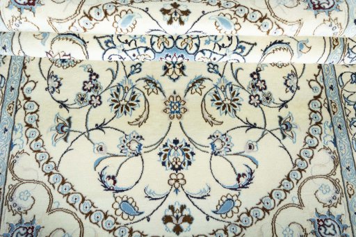 Close-up detail of New Nain rug from Iran / Persia showing Wool weave