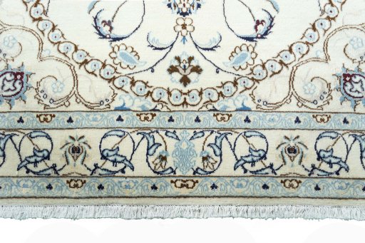 Full view of New Nain rug from Iran / Persia, 192 × 126 cm in Beige tones