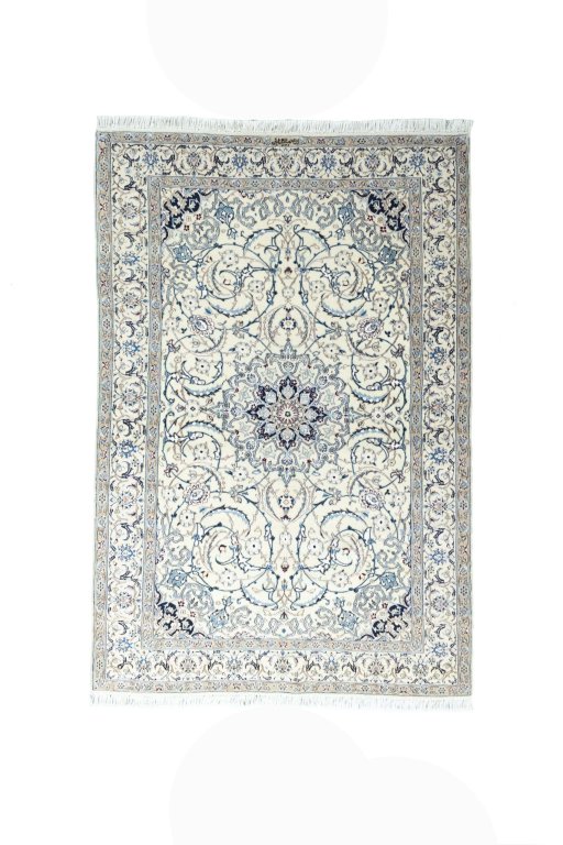 Full view of New Nain rug from Iran / Persia, 195 × 133 cm in Beige tones