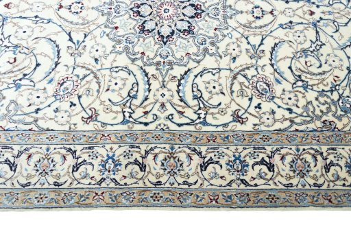 Full view of New Nain rug from Iran / Persia, 195 × 133 cm in Beige tones