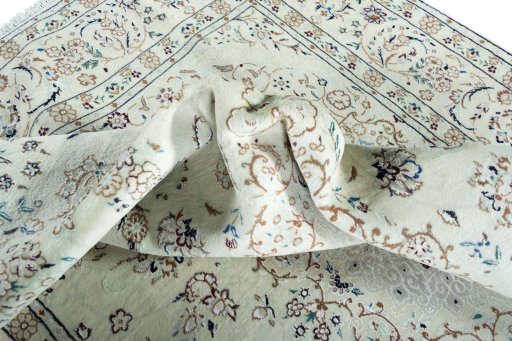 Surface texture of New Nain rug with natural Wool and intricate pattern
