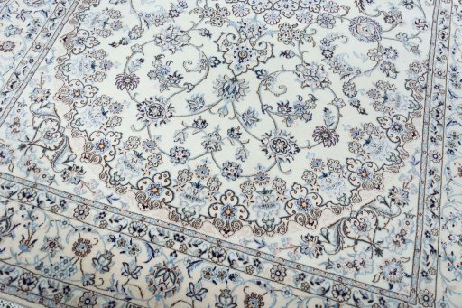 Close-up detail of New Nain rug from Iran / Persia showing Cork weave