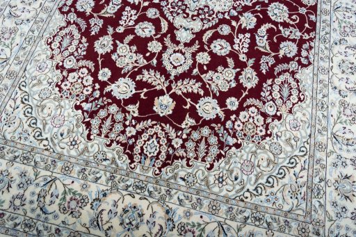 Close-up detail of New Nain rug from Iran / Persia showing Cork weave