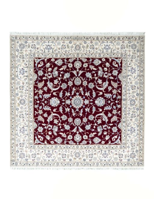 Full view of New Nain rug from Iran / Persia, 205 × 211 cm in Red tones