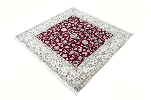 Corner detail of New Nain rug showing border pattern and Cork pile