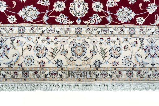 Close-up detail of New Nain rug from Iran / Persia showing Cork weave