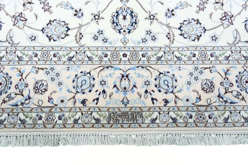 Close-up detail of New Nain rug from Iran / Persia showing Cork weave