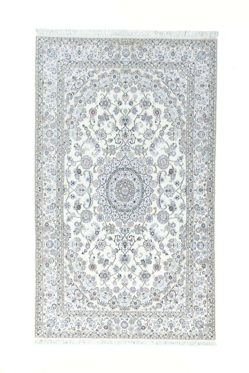 Full view of New Nain rug from Iran / Persia, 248 × 150 cm in Beige tones