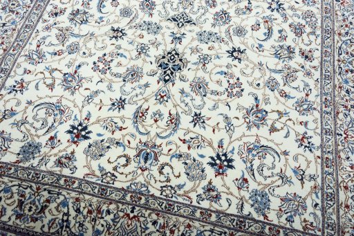 Close-up detail of 2000s Nain rug from Iran / Persia showing Cork weave
