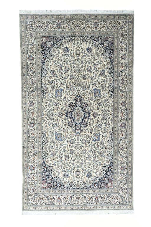 Full view of 2000s Nain rug from Iran / Persia, 300 × 171 cm in Beige tones
