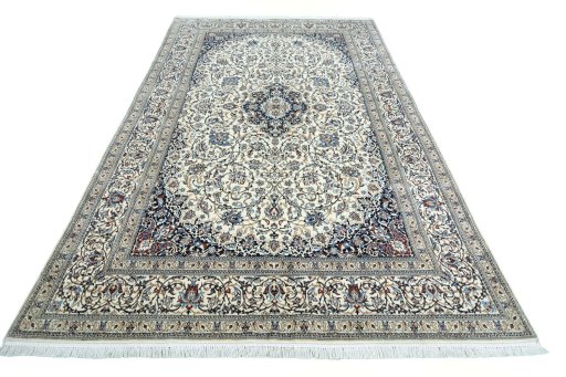 Surface texture of 2000s Nain rug with natural Cork and intricate pattern