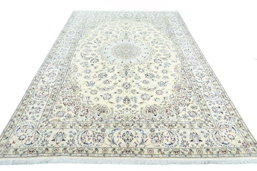 Surface texture of New Nain rug with natural Wool and intricate pattern