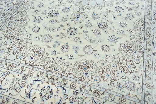 Close-up detail of New Nain rug from Iran / Persia showing Wool weave