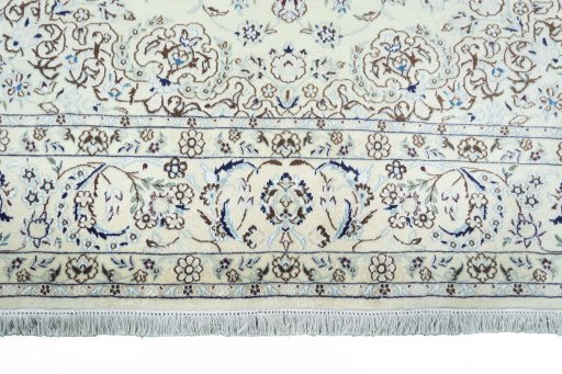 Full view of New Nain rug from Iran / Persia, 297 × 197 cm in Beige tones