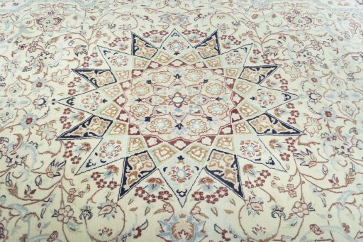 Central medallion detail of 2000s Nain rug from Iran / Persia