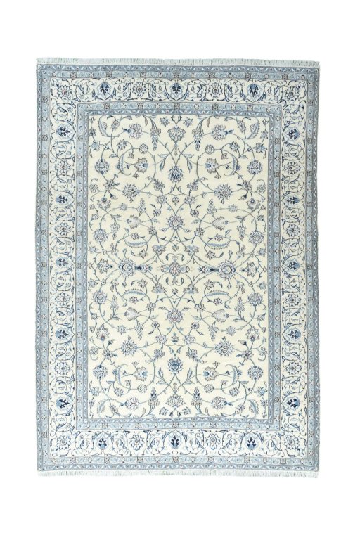 Full view of New Nain rug from Iran / Persia, 290 × 202 cm in Beige tones