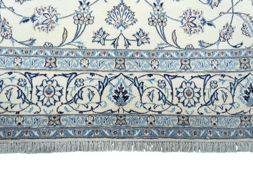 Full view of New Nain rug from Iran / Persia, 290 × 202 cm in Beige tones