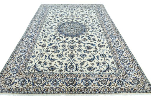 Surface texture of New Nain rug with natural Wool and intricate pattern